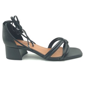 Sandália Bottero Couro Salto Bloco Preta 343003