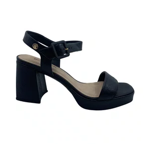 Sandália Casual Couro Bottero Salto Bloco Preta 356310