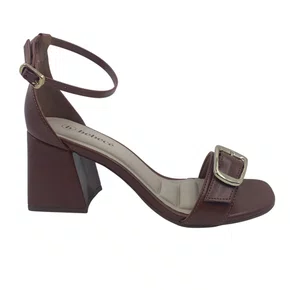 Sandália Casual Salto Bloco Bebecê Marrom 6030125