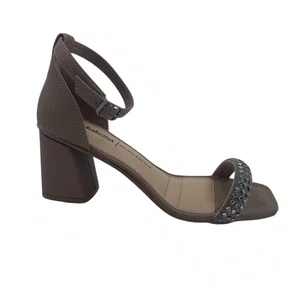 Sandália Casual Salto Bloco Dakota com Strass Cinza 9766