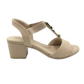 Sandália Comfortflex Calce Fácil Salto Bloco Nude 2457402