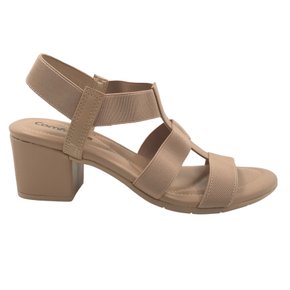 Sandália Comfortflex Salto Bloco Elástico Bege 2457403
