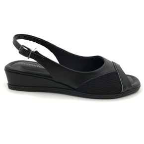 Sandália Comfortflex Slingback Anabela Preta 2470405
