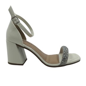 Sandália Dakota Salto Bloco Alto Strass Off White 7643