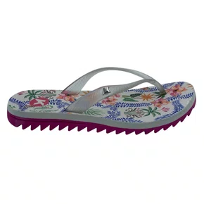 Sandália Feminina Kenner Ibiza Pro Flores Rosa e Bege