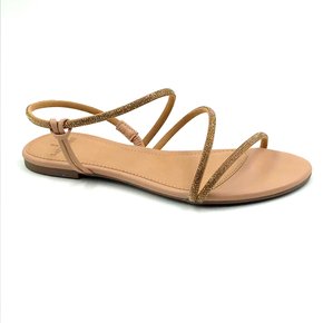 Sandália La Femme Rasteira Bege com Cristais 131216