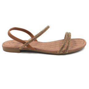 Sandália Mississipi Rasteira com Strass Marrom 432