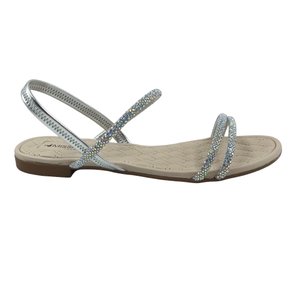 Sandália Mississipi Rasteira com Strass Prata 432