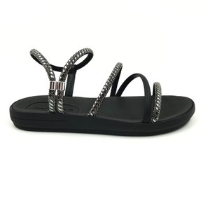 Sandália Moleca Papete Calce Fácil Strass Preta 5525104