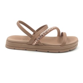 Sandália Moleca Pepete Calce Fácil Strass Bege 5490104