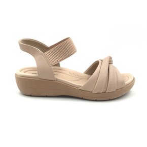 Sandália Piccadilly Anabela Fascite Calce Fácil Bege 239024
