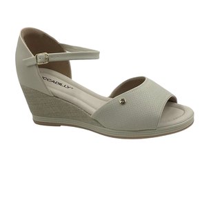 Sandália Piccadilly Anabela Salto Alto Off White 408215