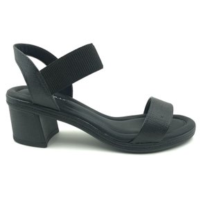 Sandália Piccadilly Salto Bloco Calce Fácil Preta 566053