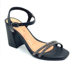 Sandália Ramarim Napa Preta Salto Bloco 2341201