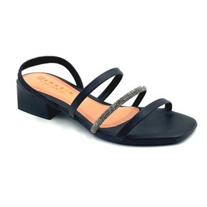 Sandália Ramarim Salto Baixo Strass Preta 2348221