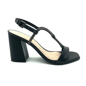 Sandália Ramarim Salto Bloco Alto com Strass Preta 2441201
