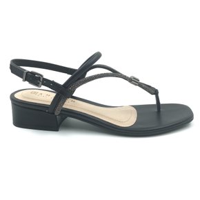 Sandália Ramarim Salto Bloco Baixo com Strass Preta 2448206