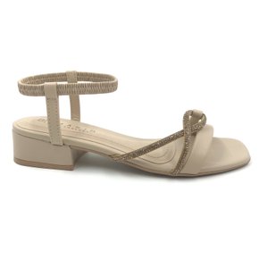 Sandália Ramarim Salto Bloco Baixo Strass Nude 2448201
