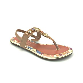 Sandália Rasteira Beira Rio Nude Pedraria 8367631