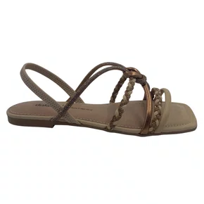 Sandália Rasteira Dakota com Strass Bege 9601