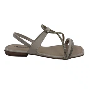 Sandália Rasteira Mississipi Brilho Calce Fácil Bege 843