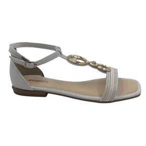 Sandália Rasteira Mississipi com Enfeite Off White 013