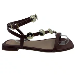 Sandália Rasteira Offline com Enfeite Marrom 24078