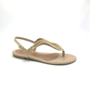 Sandália Rasteira Ramarim Bege Com Pedra 1924204
