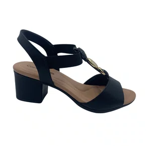 Sandália Salto Bloco Comfortflex Calce Fácil Preta 2557403