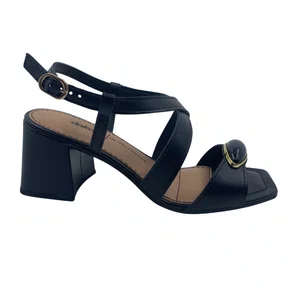 Sandália Salto Bloco Médio Dakota com Enfeite Preta 9753