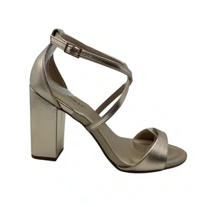 Sandália Social Piccadilly Salto Bloco Alto Dourada 727058