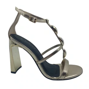 Sandália Social Salto Alto Dourada Bebecê 8620162