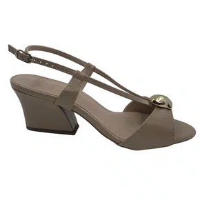 Sandália Social Salto Baixo Jamar com Enfeite Bege 583460