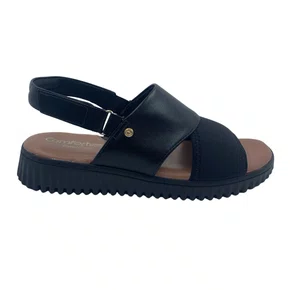 Sandália Total Care Comfortflex Calce Fácil Preta 2449401