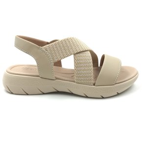 Sandália Usaflex Anabela Couro Calce Fácil Nude 1403