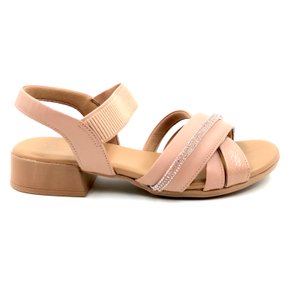 Sandália Usaflex Couro Salto Baixo Calce Fácil Rosê 1704