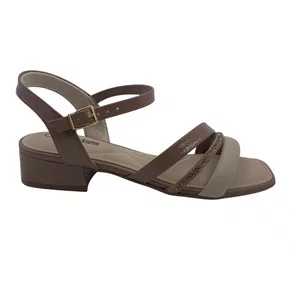 Sandália Verniz Salto Baixo Comfortflex Bege 2555402