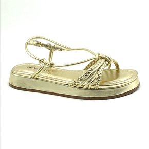 Sandália Via Uno Flat Form Dourada com Tiras 803003