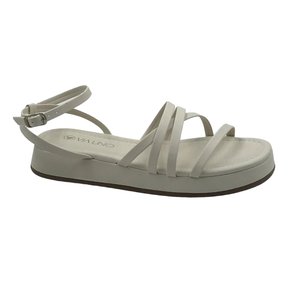 Sandália Via Uno Flat Form Off White com Tiras 803005