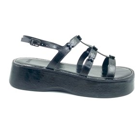 Sandália Zabumba Flat Form com Aplicações Preta 10467