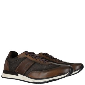 Sapatênis Ferracini Couro Natural Café Jogging 8818