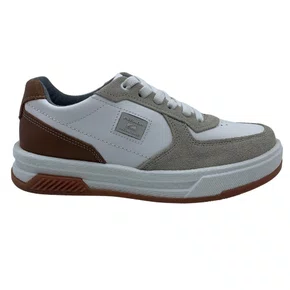 Sapatênis Pegada Couro Branco 112704 Cadarço Elástico TPU