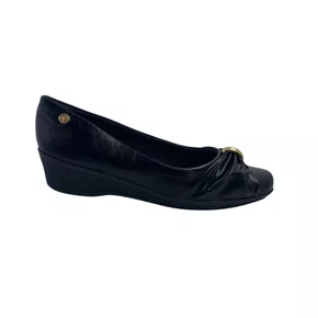 Sapatilha Anabela Comfortflex Preta com Enfeite 2694302