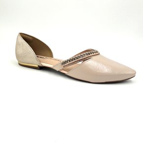 Sapatilha Dakota Bege Bico Fino Aberta nas Laterais