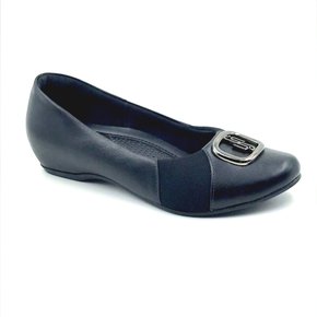 Sapatilha Usaflex Joanete Couro Salto Embutido Preta 2244