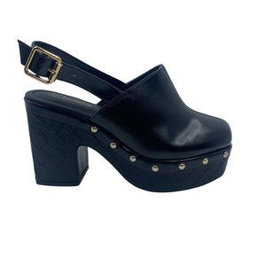 Sapato Bebecê Clog Casual Salto Bloco Preto 5120664