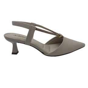 Sapato Bebecê Slingback Scarpin com Brilho Nude 3814334