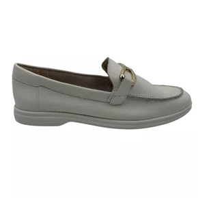 Sapato Comfortflex Mocassim Couro Off White 2560303