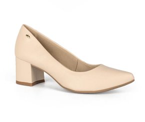 Sapato Dakota Scarpin Salto Grosso Nude Couro Legítimo