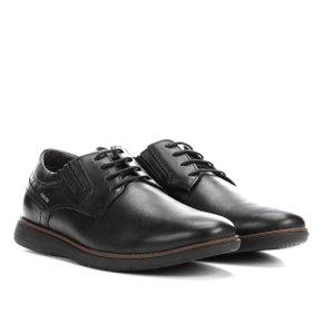 Sapato Ferracini Preto Couro Casual Cadarço Trindade